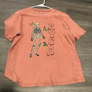 RVCA Rust Tee with Skeleton and Butterflies